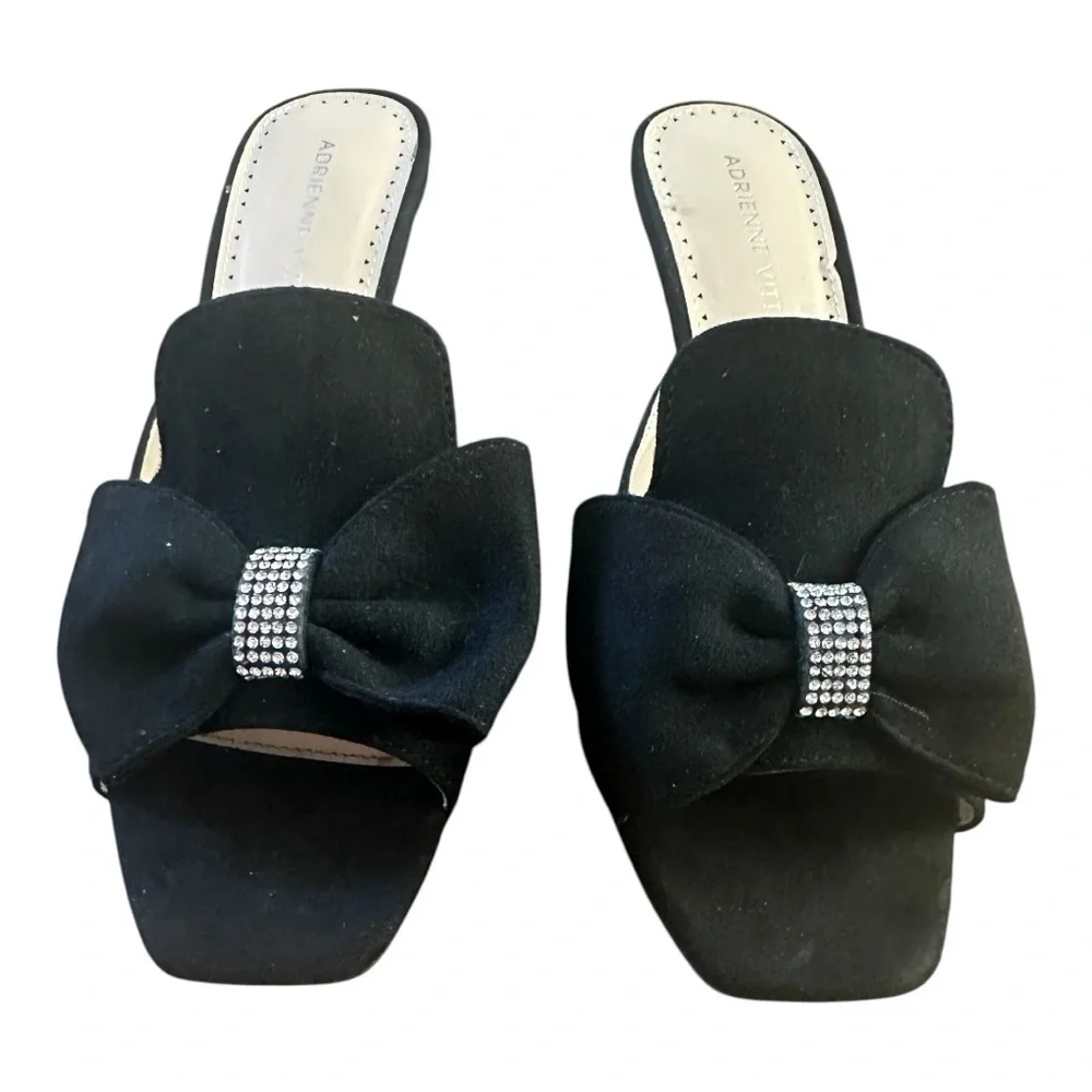 Adrienne Vittadini Women's Gladys Heeled Sandal Black Size 7.5